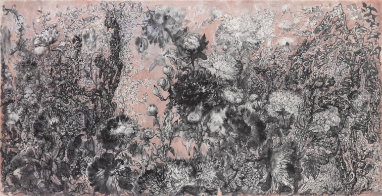 彭康隆Peng Kanglong_花魂 Soul of Flowers_紙上水墨Ink on paper_188 x 96.5 cm _2016_3812畫廊,香港 3812 Gallery Hong Kong.jpg